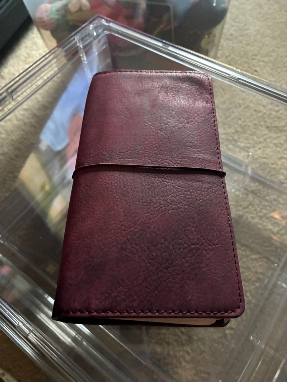 Classic Travel Journal Notebook in Burgundy Faux Leather